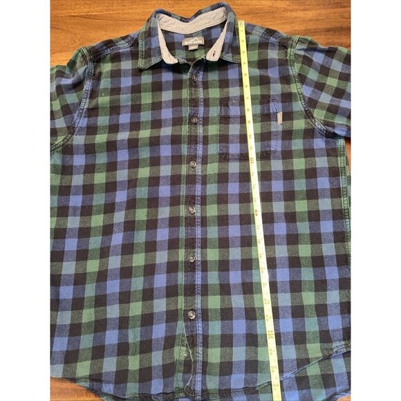 Eddie Bauer Button Up Shirt Mens Large Long Sleeve Plaid Flannel Blue Green - Picture 10 of 11